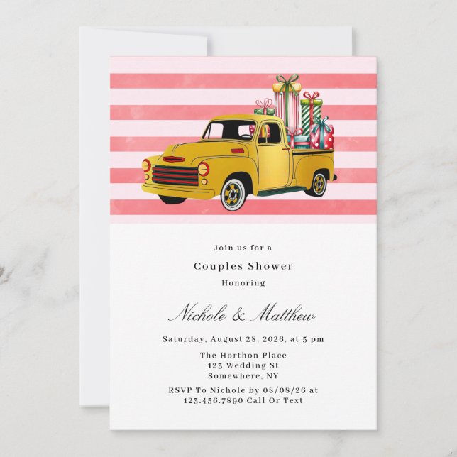 Christmas Vintage Truck Couples Shower Invitation (Front)