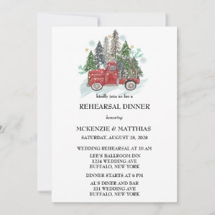 Christmas Vintage Truck Rehearsal Dinner  Invitation