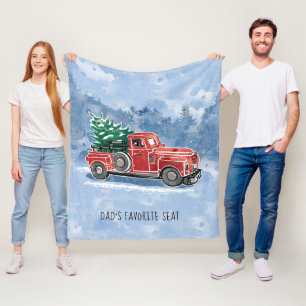 Christmas Vintage Truck Scene Fleece Blanket