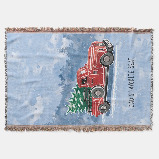 Christmas Vintage Truck Scene Throw Blanket (Front)