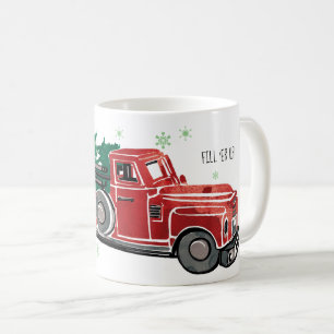 Christmas Vintage Truck w/ Snowflakes Coffee Mug