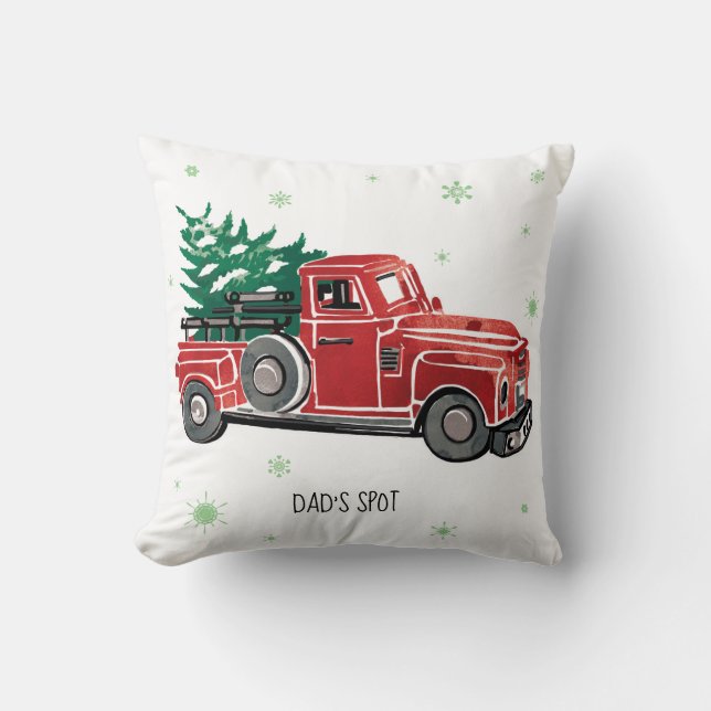 Christmas Vintage Truck w/ Snowflakes Cushion (Front)