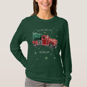 Christmas Vintage Truck w/ Snowflakes White Text T-Shirt