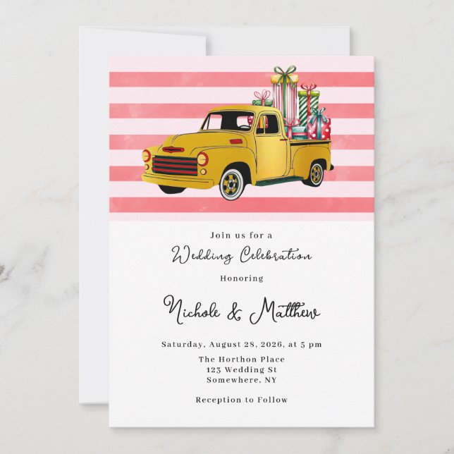 Christmas Vintage Truck Wedding  Invitation (Front)