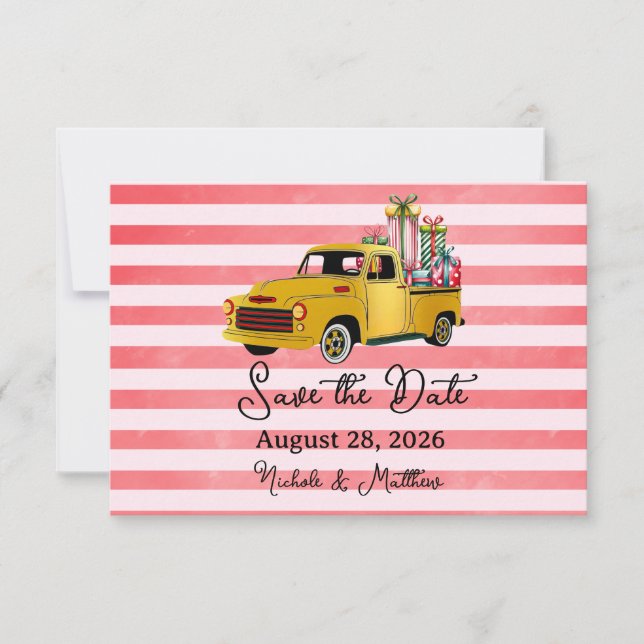 Christmas Vintage Truck Wedding Save The Date (Front)