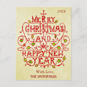 Christmas Vintage Typography Holiday Postcard