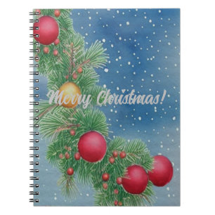 Christmas Vintage Watercolor Merry Christmas 2022 Notebook