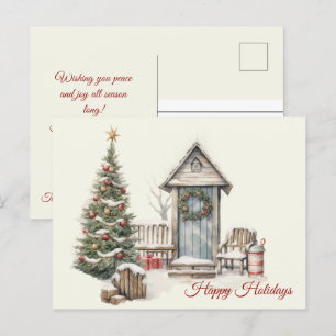 Christmas Vintage Winter Scene Happy Holidays Postcard