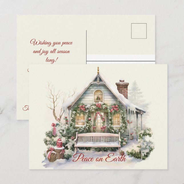 Christmas Vintage Winter Scene  Postcard (Front/Back)