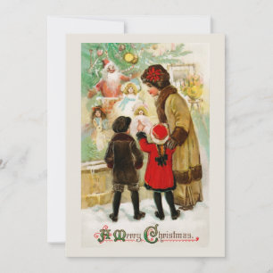 Christmas Vintage Woman & children window shopping Invitation