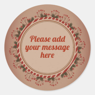 Christmas Vintage Wreath  Elegant Classic Round Sticker