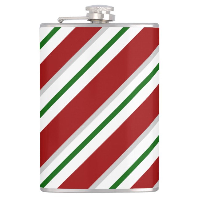 Christmas Vinyl Wrapped Flask/Stripes Hip Flask (Front)
