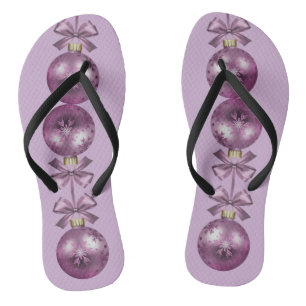 Christmas Violet Ornaments Holidays Flip Flops