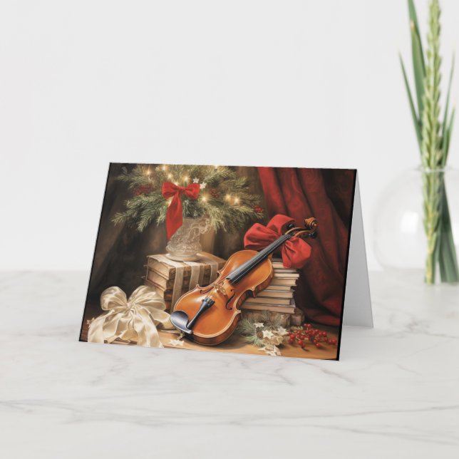 Christmas Violin Music Card (Front)