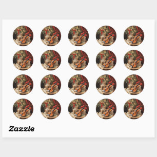 Christmas Violin Music Classic Round Sticker