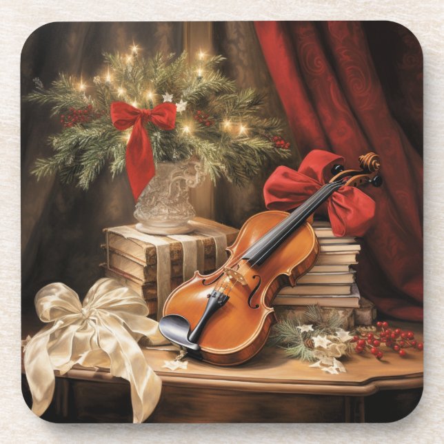 Christmas Violin Music Coaster (Front)
