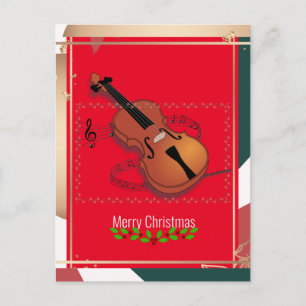 Christmas Violin Music, Colourful, Postcard