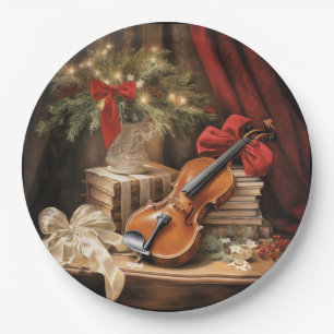 Christmas Violin Music Paper Plate