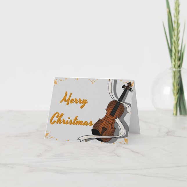  Christmas violin Thank You Card (Front)