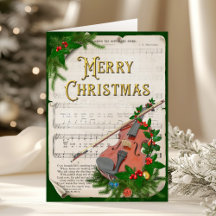 Christmas Violin Vintage Sheet Music Elegant
