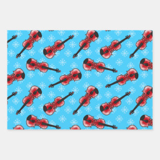 Christmas Violin Violinist Musician Pattern Wrapping Paper Sheet