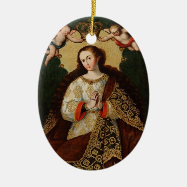 CHRISTMAS VIRGIN CERAMIC TREE DECORATION (Front)