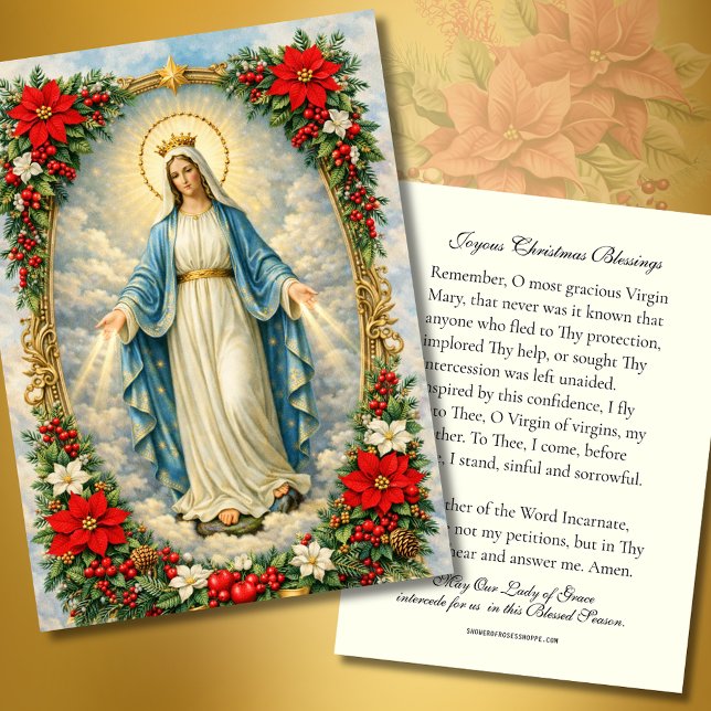 Christmas Virgin Mary Memorare Prayer Poinsettia (Creator Uploaded)