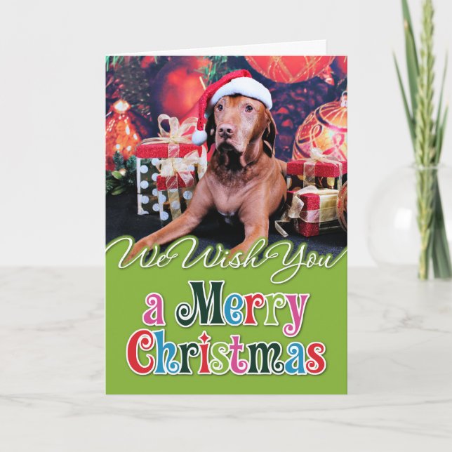 Christmas - Vizsla - Budda Holiday Card (Front)