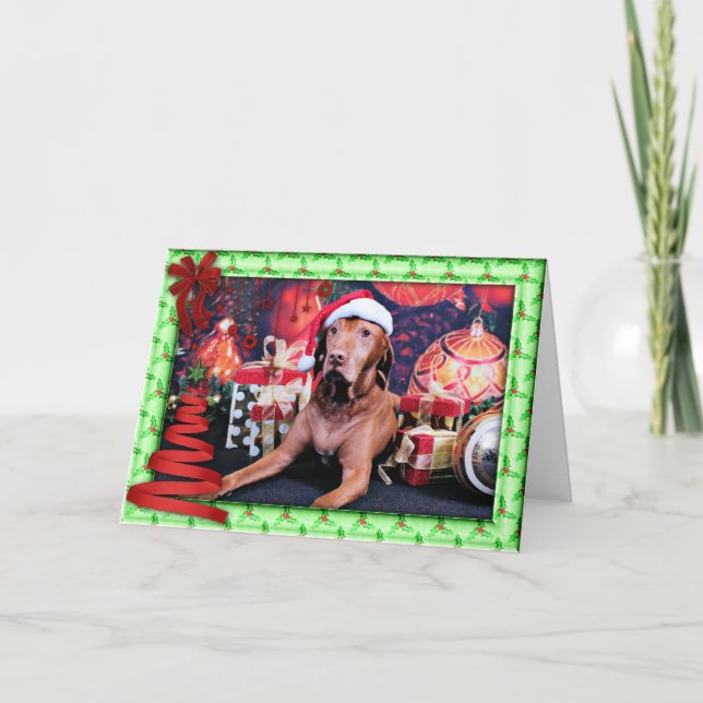 Christmas - Vizsla - Budda Holiday Card (Front)