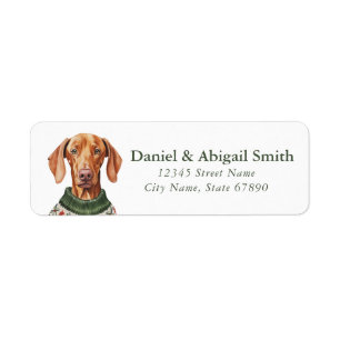 Christmas Vizsla Dog Return Address Labels