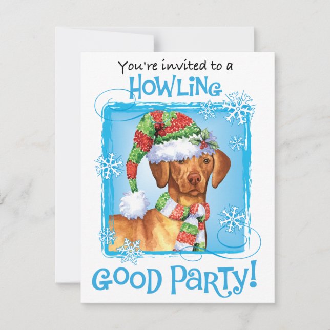 Christmas Vizsla Holiday Invitation (Front)