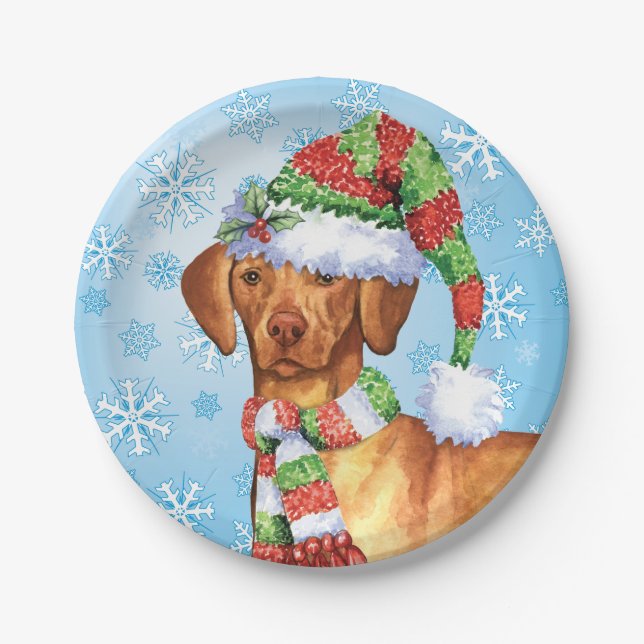 Christmas Vizsla Paper Plate (Front)