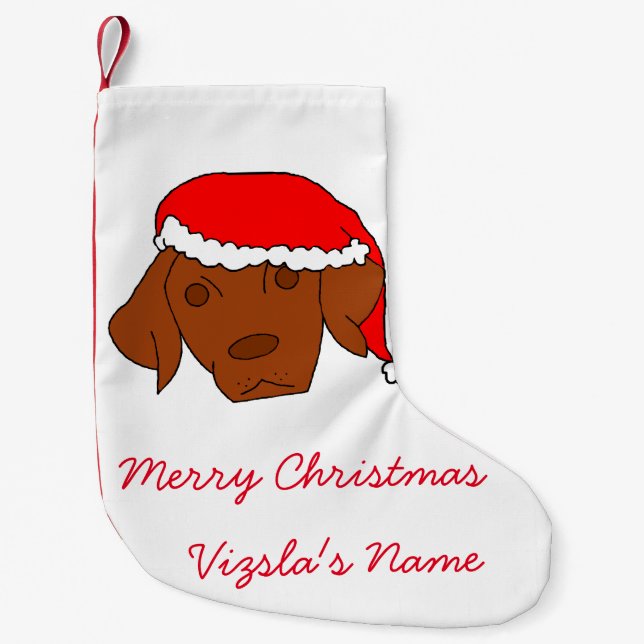 Christmas Vizsla Small Christmas Stocking (Front)