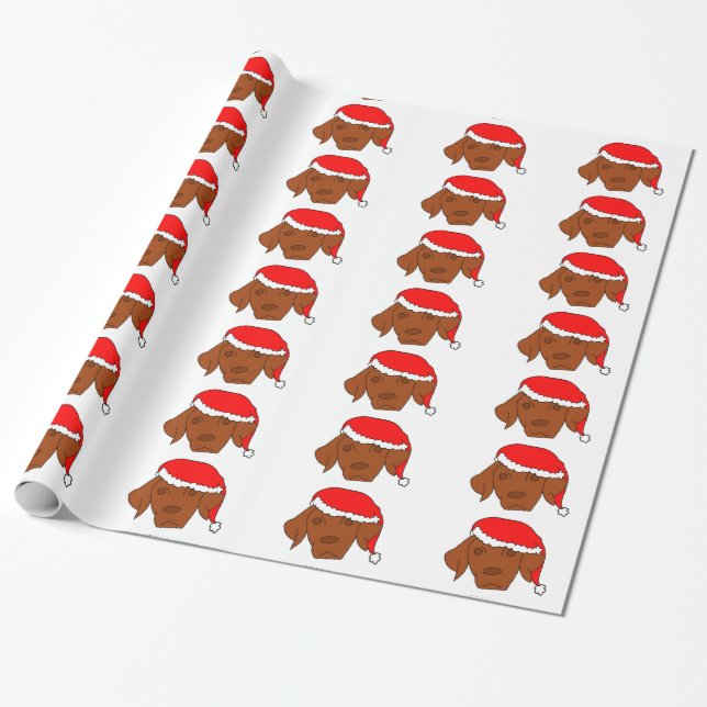 Christmas Vizsla Wrapping Paper (Unrolled)