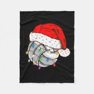 Christmas Volleyball Ball Santa Hat Funny Sport Xm Fleece Blanket