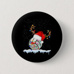 Christmas Volleyball Ball Santa Hat Xmas Boys Men 6 Cm Round Badge