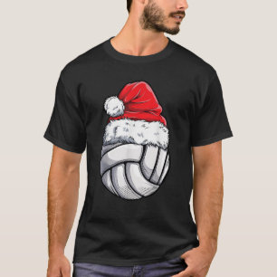 Christmas Volleyball Ball Santa Hat Xmas Girls Wom T-Shirt