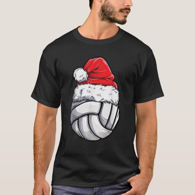 Christmas Volleyball Ball Santa Hat Xmas Girls Wom T-Shirt (Front)