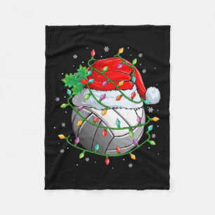 Christmas Volleyball Ball Santa Hat Xmas Lights Me Fleece Blanket