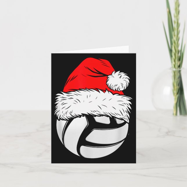 Christmas Volleyball Ball Santa Hat Xmas Matching  Card (Front)