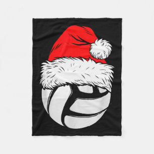 Christmas Volleyball Ball Santa Hat Xmas Matching Fleece Blanket