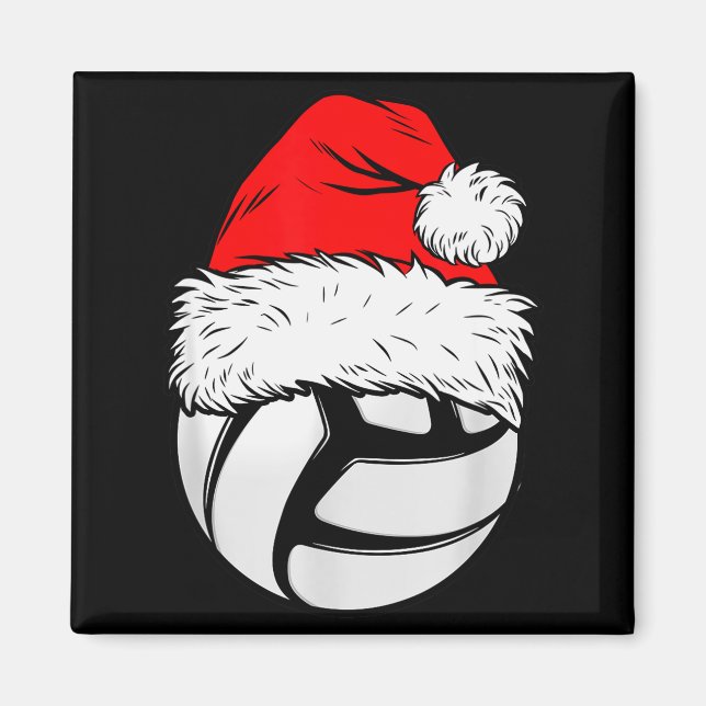 Christmas Volleyball Ball Santa Hat Xmas Matching  Magnet (Front)