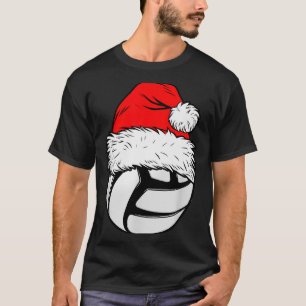 Christmas Volleyball Ball Santa Hat Xmas Matching T-Shirt