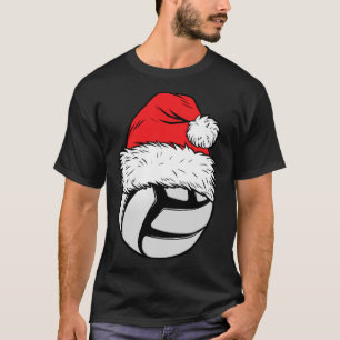 Christmas Volleyball Ball Santa Hat Xmas Matching T-Shirt
