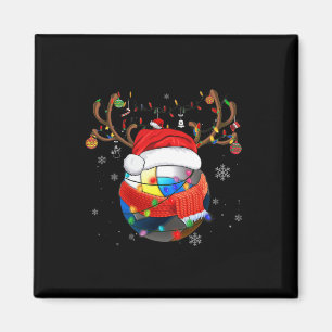 Christmas Volleyball Ball Santa Hat Xmas Pajama Ma Magnet