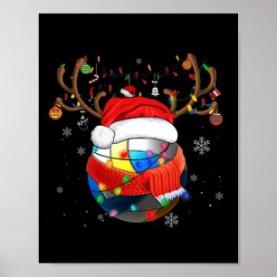 Christmas Volleyball Ball Santa Hat Xmas Pajama Ma Poster