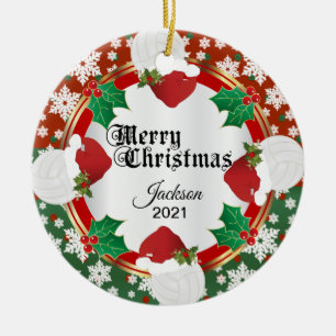 Christmas Volleyball Design Ceramic Tree Decoration
