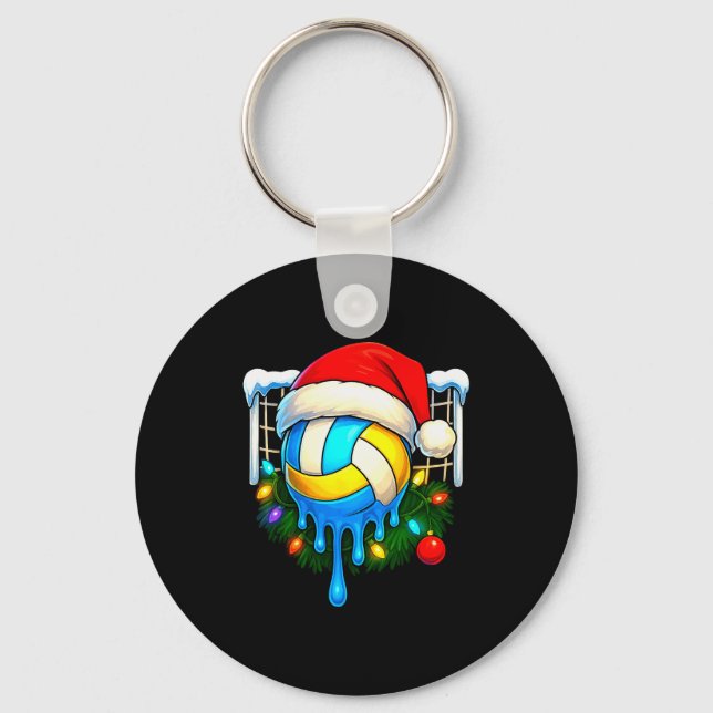 Christmas Volleyball Drip Ice Cream Drip Xmas  Key Ring (Front)