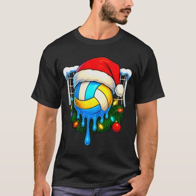 Christmas Volleyball Drip Ice Cream Drip Xmas  T-Shirt (Front)