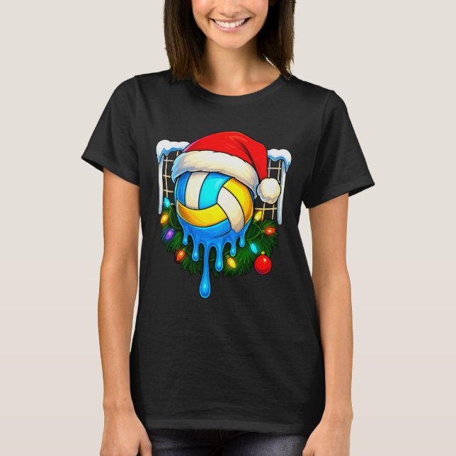 Christmas Volleyball Drip Ice Cream Drip Xmas  T-Shirt (Front)